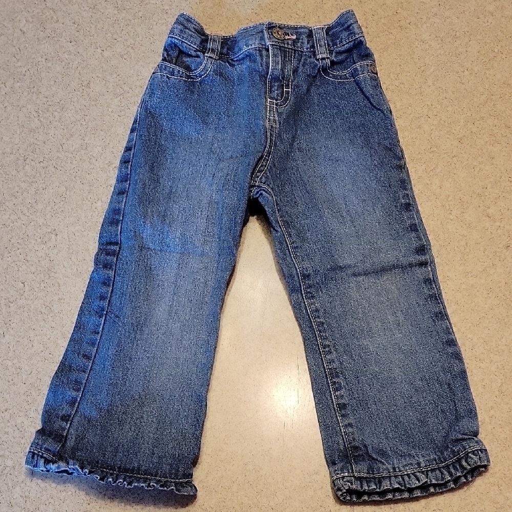 Oshkosh B'gosh Blue Straight-Leg Denim Jeans with Ruffed Hems Size 24 Months